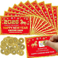 24 Counts Chinese New Year 2026 Horse Theme Scratch Off Fortune Cards with 24 Fortune Coins, Lunar New Year Scratch Game Cards, Spring Festival Party Supplies for Presents Gifts