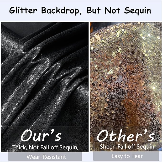 40x10 ft Wrinkle Free Black Sequin Backdrop Curtain for Parties,8 Panels 5x10ft Thick Not Fall Glitter Wedding Drapes Backdrop Photo Back Drop Cloth for Birthday Graudation Photography Background