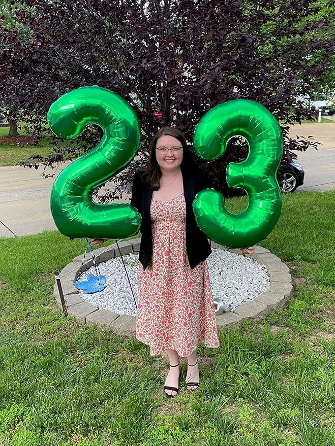 2 Numbers Balloon 40 Inch Dark Green Two Balloon Number Birthday Decor, 2nd 12 21st Party Celebration Decorations Graduations Wedding Baby Shower