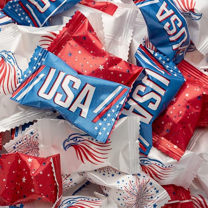 Candy Envy - Patriotic Buttermints - 10 Bags Casepack with Approximately 100 Mint Per Bag - 4th of July Favors