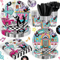 120pcs 50's Theme Party Supplies Back To 1950's Sock Hop Birthday Party Decoration Retro Rock And Roll Tableware Fabulous For Serves 20 Guests