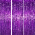 3.3 x 6.6 ft Foil Fringe Backdrop Curtains, Tinsel Streamers Party Decorations, Fringe Backdrop for Birthday, Baby Shower, Gender Reveal, Graduation (3, Purple)