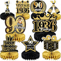9 Pcs 90th Birthday Decoration for Men Women 90th birthday Centerpieces for Tables Decorations Cheers to 90 Years 1936 Birthday Honeycomb Table Topper Black and Gold 90th Birthday Party Favors