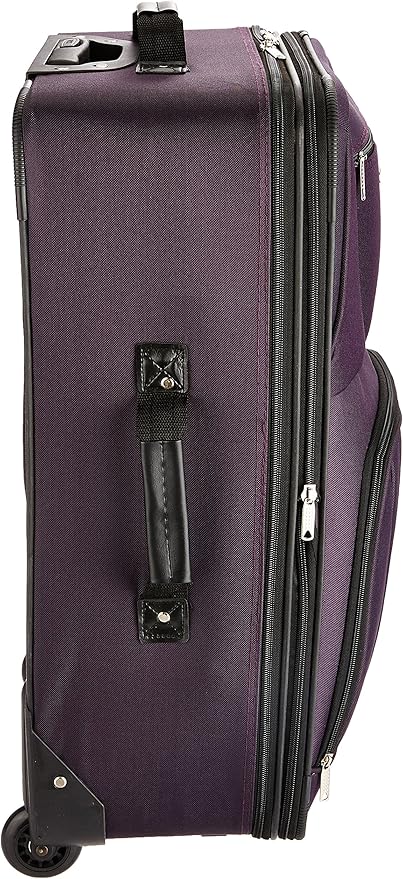 Rockland Fashion Softside 4 Piece Luggage Set, Expandable, (14" Tote/19"/24"/28"), Purple