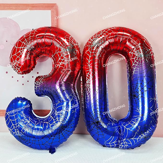 40 Inch Spider Theme Large Number 6 Balloon Giant Foil Birthday Balloon For Children's Birthday Party Decorations Spider Party Boy or Girl 6 Th Birthday