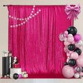 PartyDelight Hot Pink Sequin Backdrop 6x8ft - High Density 3mm Shimmer Sequin Background with 4-Inch Rod Pocket, Sparkly Photography Curtain for Wedding, Bachelorette Party & Event Decor