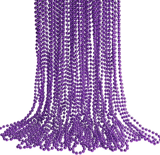 HOOSUN 30 Pack Mardi Gras Beads Necklaces Bulk, Mardi Gras Accessories for Party Favors,Purple Decoration St Patricks Day Necklace Party Supplies Mardi Gras Decor For Party, School Event,Home