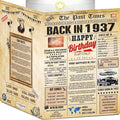 89th Birthday Cards for Men & Women - Back In 1937 Newspaper (Bday Card + Envelope) Large HAPPY BIRTHDAY Decorations for Her Him Vintage Funny card for Wife Husband & Grandparents 89 years
