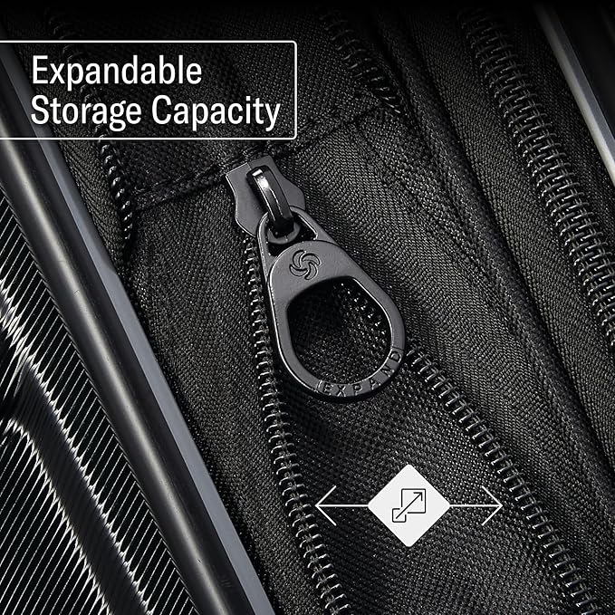 Samsonite Omni 2 Hardside 3 Piece Set - Includes Global Carry-On, Medium, & Large Checked Suitcases - 360° Dual Spinner Wheels - Integrated TSA Lock & Expansion - Amazon Exclusive - Midnight Black