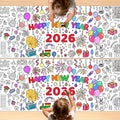 New Years Coloring Tablecloth/Poster, 2 PCS New Years Decorations 2026, 72" X 30" Giant Paper Coloring Banner for Crafts Activities Party Decorations, Fun DIY Art 2026 Year Eve Party Supplies