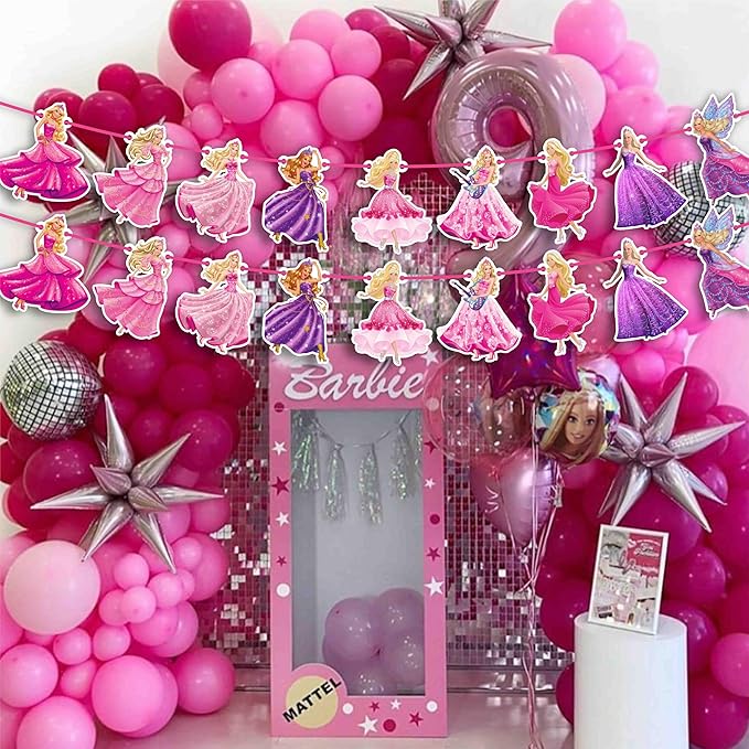 Barbe Garland Decoration Banner - Birthday Party, Fashion Theme Hanging Party Decoration for Home, Event, Dessert Table Backdrop and Celebration Wall Décor Supplies