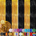 Black Gold Streamer Tinsel Foil Fringe Curtains Streamer 2Pack 3.3X 8.3Ft Streamer Tinsel Streamer Curtains for Birthday Party Decors Wedding Bachelorette Bridal Shower Xmas Decors Streamers