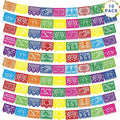 10 Pack Mexican Party Decorations, 180 FT Fiesta Banner Cinco De Mayo Party Banner Plastic Papel Picado Mexican Themed Party Banner Flags Colorful Indoor Outdoor Dia De Los Muertos Home Decor