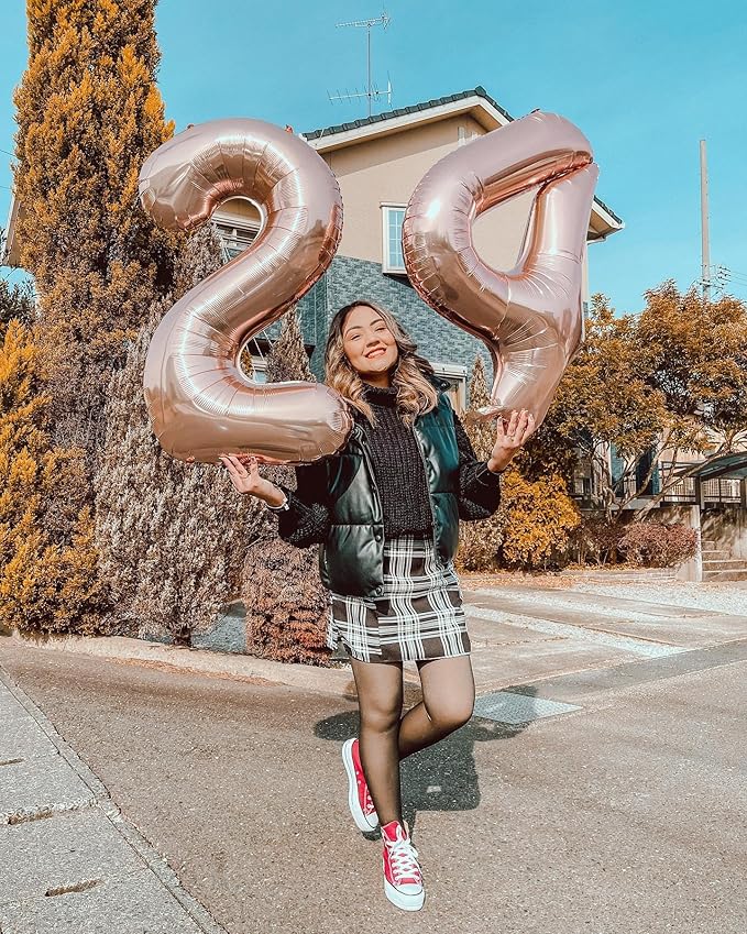 Rose Gold Number 7 Balloon 40 Inch, 7th Birthday Party Decorations for Children, Giant 7 Foil Balloon for Party Supplies