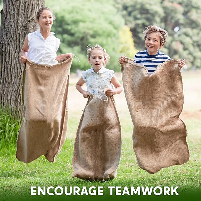 JOYIN 6 Pack Large Burlap Potato Sack Race Bags, 39" x 25" Potato Sacks Racing Bags for Kids & Adults,Outdoor Play, Family Reunion, Outdoor Picnic Party, Outside Yard Lawn Easter Carnival Games