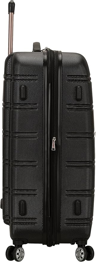 Rockland Melbourne Hardside Expandable Spinner Wheel Luggage, Checked Large 28", Black