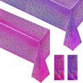 Purple & Fuchsia Red Holographic Tablecloth 40" x 108" Hot Pink Party Decoration Valentine's Day Birthday Party Table Decor Iridescence Plastic Table Cloth for Halloween Bachelorette Supplies