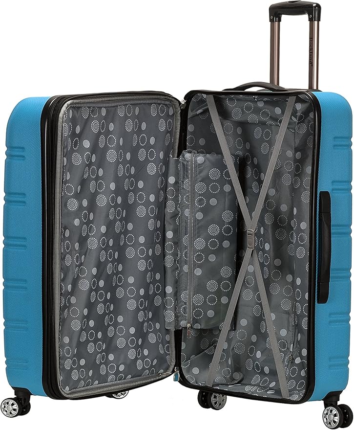 Rockland Melbourne Hardside Expandable Spinner Wheel Luggage, Checked Large 28", Turquoise