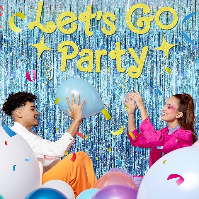 6 Pack Light Blue Foil Fringe Curtains Backdrop, 3.28 x 8.2 Ft Metallic Streamers Tinsel Curtains Background for Photo Booth, Birthday, Christmas, Halloween, Thanksgiving, New Year Party Decorations