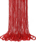 15PCS Red Bead Necklace, Valentines Stuff Beads Necklace Party Favors, 33" Beaded Necklaces Festival Parade Throw Accessories, Wedding Birthday Mardi Gras Christmas Celebrations Decorations