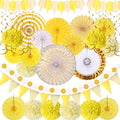 Moon Boat 35PCS Party Decorations Paper Fan Hanging Set - Birthday,Baby Shower,Lemon,Sunflower Theme Decor (Yellow)