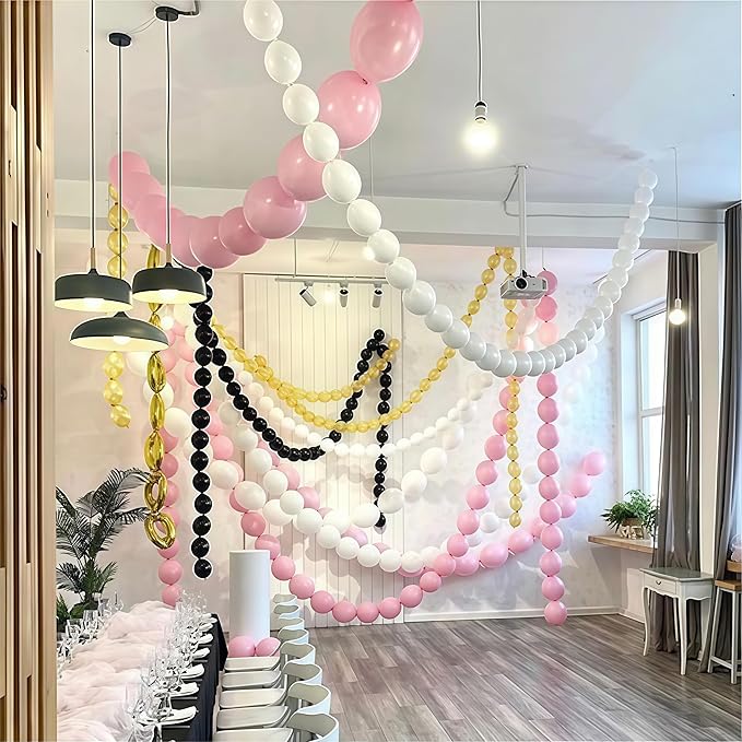Pastel Pink Quick Link Balloons, 100PCS 10 Inch Baby Pink Linking Balloons for Making Balloon Wall Heart Arch, Tails Balloon for Girls Wedding Birthday Baby Shower Valentine's Party Decorations
