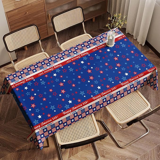 3 Pack America 250 Tablecloths Plastic America 250 Decorations 4th of July Table Covers for 2026 America’s 250th Anniversary Party Disposable Tablecloths