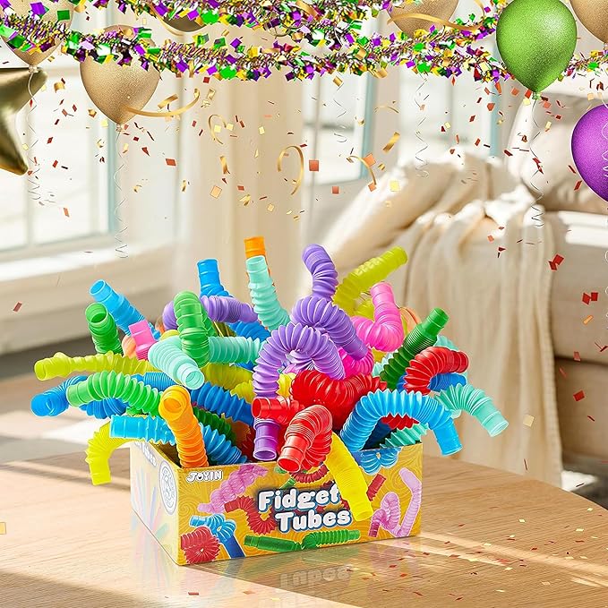 JOYIN 36 Pack Pop Tubes, Sensory Toys (Small) Fidget Toys Party Favors - 9 Colors, Creativity Learning & Fun for Toddler Kids - Perfect for Easter Goodie Bags, Classroom School Reward