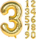 40 Inch Large Gold Number Balloons 3 Aluminum Foil Mylar Big Number Balloons 0-9 Suitable for Gold Birthday Parties, Weddings and Anniversary Photography