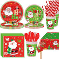 Christmas Party Decorations for 24 Guests – 193 PCS Xmas Party Supplies Set with Plates, Cups, Napkins, Cutlery, Straws & Tablecloth, Festive Tableware Kit for Home Dinner Picnic Holiday