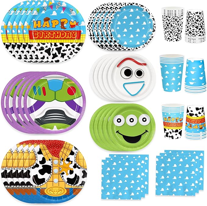 120pcs Birthday Party Supplies Include Cloud Plates Napkins Cup Dessert Plates Disposable Paper Tableware Set Kids Birthday Party Decorations For 30 Guests