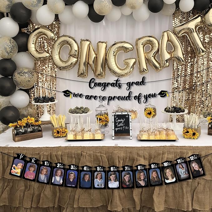 Congrats Grad We are So Proud of You,P-12th Grade Graduation Photo Banner Class of 2026 Graduation Party Decorations Supplies (5x7 in)