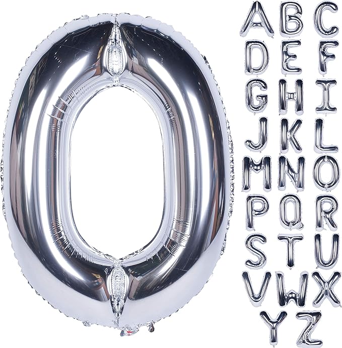 Letter Balloons 40 Inch Giant Jumbo Helium Foil Mylar for Party Decorations Silver O