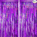 4 Packs Purple Foil Fringe Curtain, Purple Glitter Metallic Tinsel Backdrop for Birthday, Wedding, Baby Shower, Princess Bachelorette Christmas New Year Party Decorations Supplies