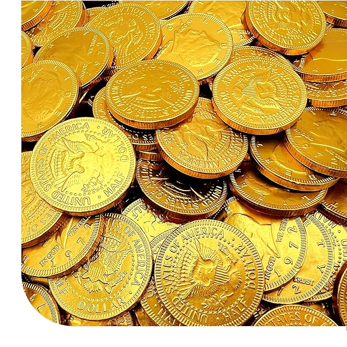 Milk Chocolate Coins Bulk - 2 Pound Pack - 160 Count - Chocolate Gold Coins for Party Favors - Individually Wrapped Gold Candy for Goodie Bags & Party Favors