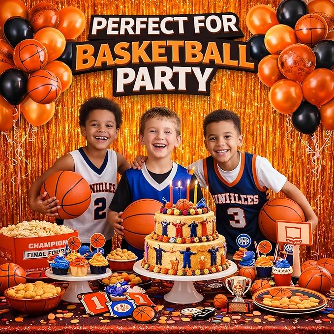 Upgraded Thicker Melsan Tinsel Fringe Curtain, 3 Pack 3.2 x 8.2 ft Orange Metallic Streamers with Extra Tape, for Basketball Party Decorations Baby Shower Graduation Decorations 2026
