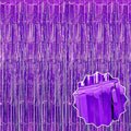 6 Pack Purple Foil Fringe Curtains Backdrop, 3.28 x 9.8 Ft Metallic Streamers Tinsel Curtains Background for Photo Booth, Birthday, Halloween, Christmas, Thanksgiving, New Year Party Decorations