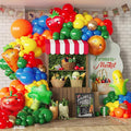 Vegetable Fruit Balloon Arch Garland Kit 138PCS Rainbow Balloons Garland with Mixed Strawberry Corn Carrot Orange Broccoli Foil Balloon for 1st Birthday Baby Shower Party Decorations