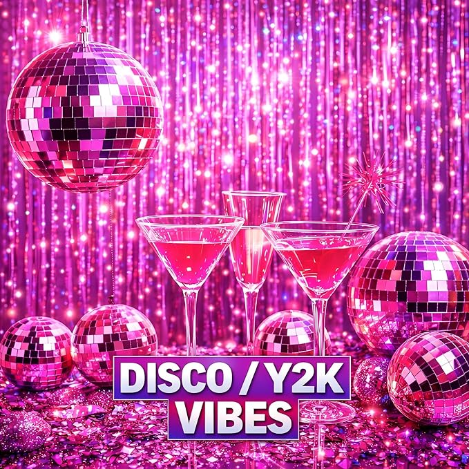 Melsan Pink Foil Fringe Curtains Easter Decorations for Home – 3 Pack 3.2 x 8.2 ft Shiny Tinsel Backdrop for Bachelorette Party, Disco Y2K Decorations, Girls Birthday & Photo Booth Backdrop