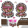169PCS Cowgirl Plates Party Decorations Western Cowgirl Birthday Party Supplies Wild West Themed Paper Plates and Napkins Cups with Forks Knives and Straws Tableware for 24 Guests