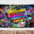 Imirell Hip Hop Graffiti Backdrop 7Wx5H Feet Retro Brick Wall Music Rock Punk 80s 90s House Party Photography Backgrounds Photo Shoot Decor Props Decoration Polyester Fabric