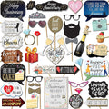 Anniversary Photo Booth Props - 41-pc Photobooth Kit with 8 x 10-Inch Sign, 60 Adhesive Pads, 45 Sticks - Wedding Anniversary Photo Props - Wedding Photo Booth Props
