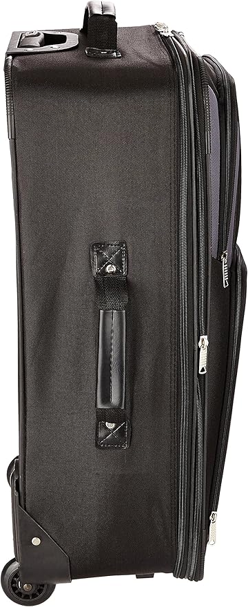 Rockland Fashion Softside 4 Piece Luggage Set, Expandable, (14" Tote/19"/24"/28"), Black Gray