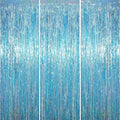 3.3 x 6.6 ft Foil Fringe Backdrop Curtains, Tinsel Streamers Party Decorations, Fringe Backdrop for Birthday, Baby Shower, Gender Reveal, Graduation (3, Light Blue)