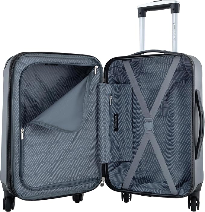 Travelers Club Chicago Hardside Expandable Spinner Luggage, Charcoal, 20"(22in with wheels) Carry-On
