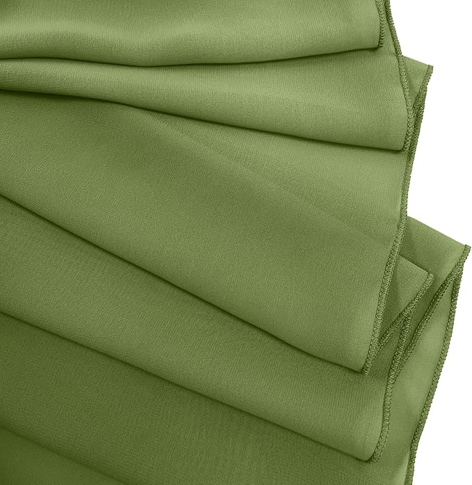 Sheer Chiffon Backdrop Curtains 10ft x 10ft*10ft(5ft x 2Panels)， Chiffon Fabric Drapes for Wedding, Long Sheer Curtain for Living Room, Arch Party Stage Decoration (Olive Green, 120 x 120 Inch)