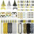 Capoda 192 Pcs New Years Eve Party Supplies 2026 Decorations Kit for 48 Guest with Happy New Year Cone Hat Tiara Headband Glasses Bead Noisemaker Horns Lei Necklace