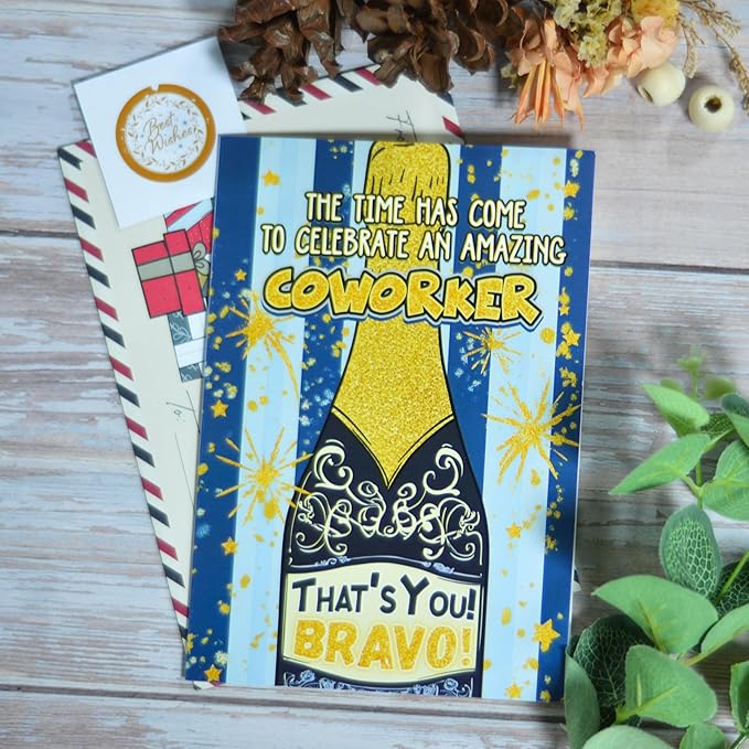 Coworker Birthday Card, Birthday Card for coworker with Seal and Envelope, Coworkers Birthday Gifts