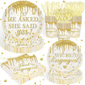 140Pcs Engagement Party Decorations He Asked She Said Yes Decorations Happy Engagement Plates and Napkins Tableware Set Wedding Proposal Decor Serves 20 Guests