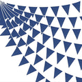 46Ft Blue Party Decorations Deep Blue Nautical Burlap Banner Triangle Pennant Flag Linen Garland Streamers for Vintage Nautical Birthday Wedding Rustic Summer Baby Shower Graduation Party Decorations